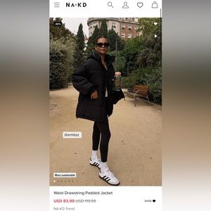 NA-KD Waist Drawstring Padded Jacket size 38